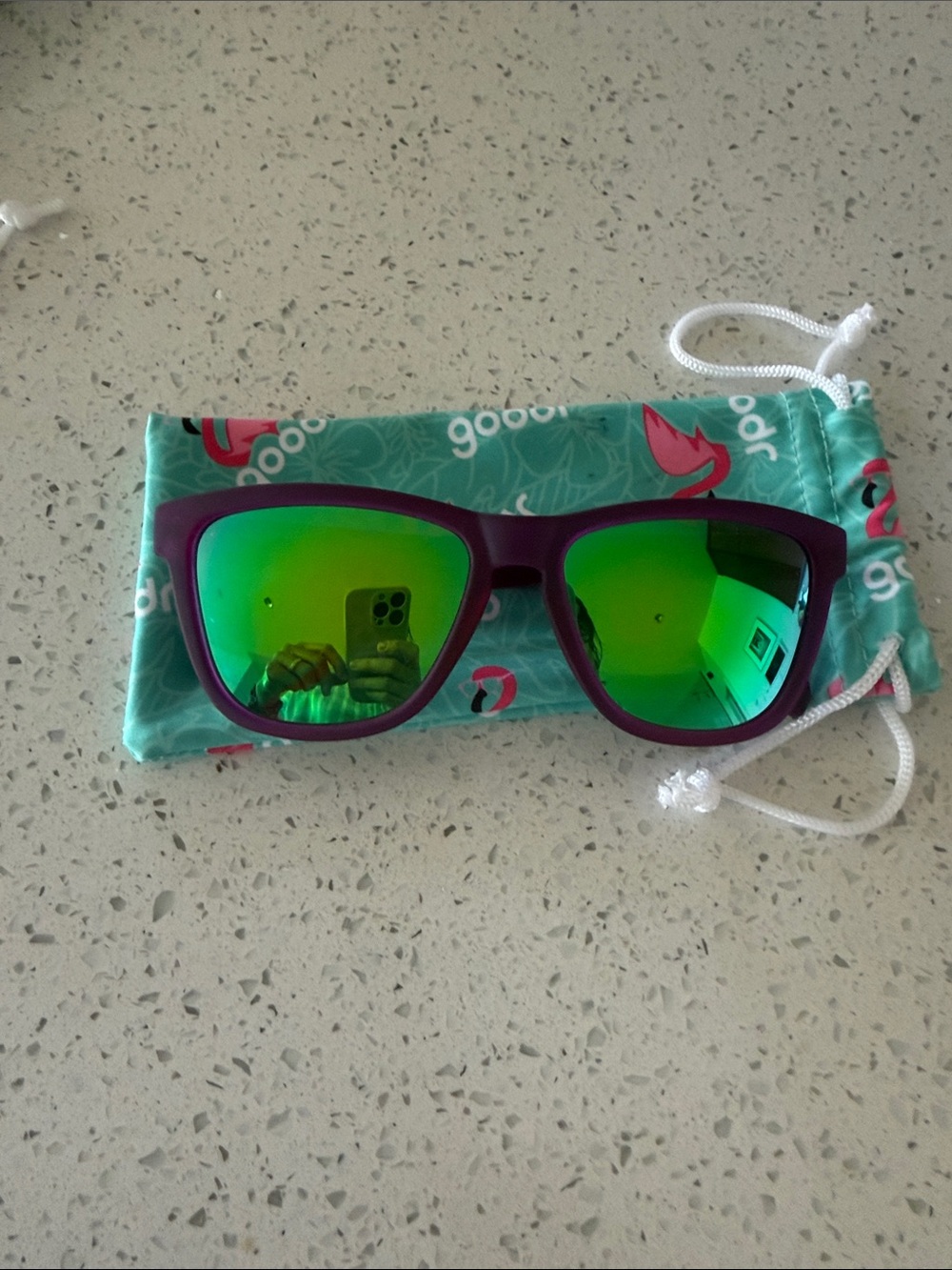 Goodr Gardening With A Kraken Purple Frame Green Mirror Sunglasses